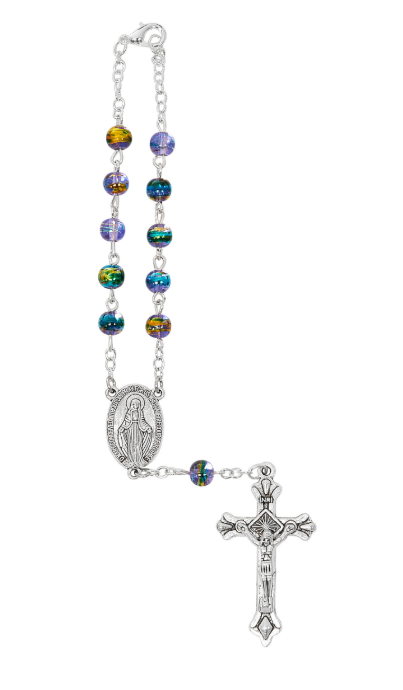 Multi Color Purple Auto Rosary