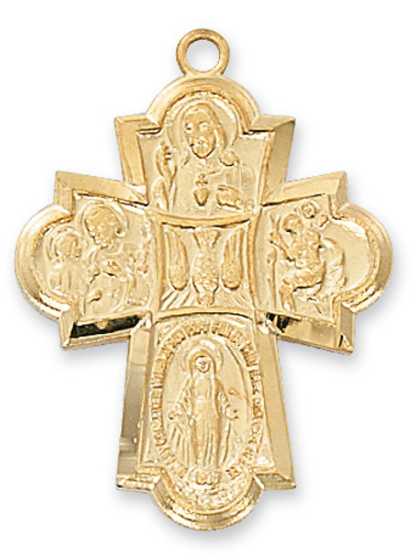 Gold Over Sterling Silver 4-Way Medal