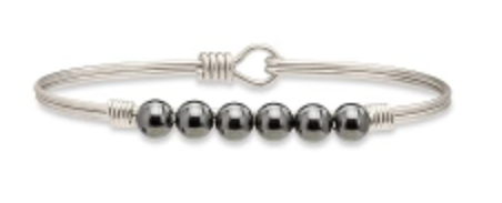 Crystal Pearl Bangle Bracelet in Black