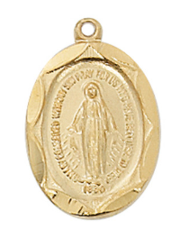 Gold over Sterling Miraculous Medal Necklace