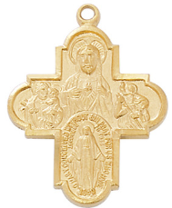 Gold Over Sterling Silver 4-Way Medal
