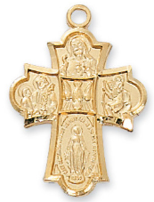 Gold Over Sterling Silver 4-Way Medal
