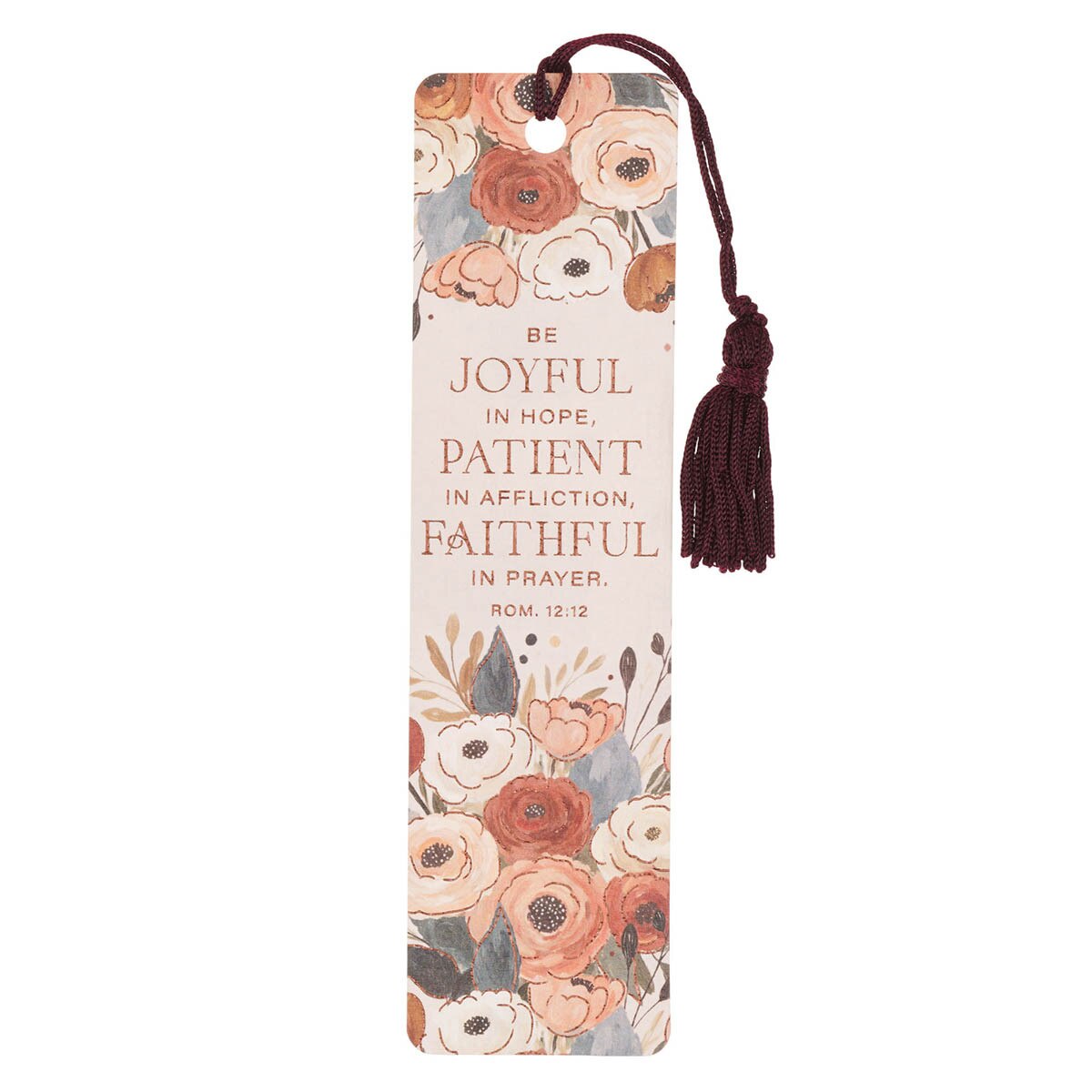 Be Joyful Floral Bookmark with Tassel - Romans 12:12
