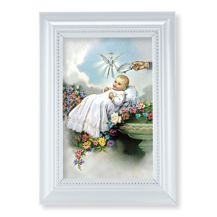 5 1/2 X 7" Pearlized White Frame with a Baptism Print