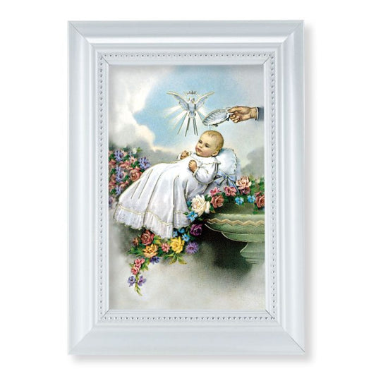5 1/2 X 7" Pearlized White Frame with a Baptism Print