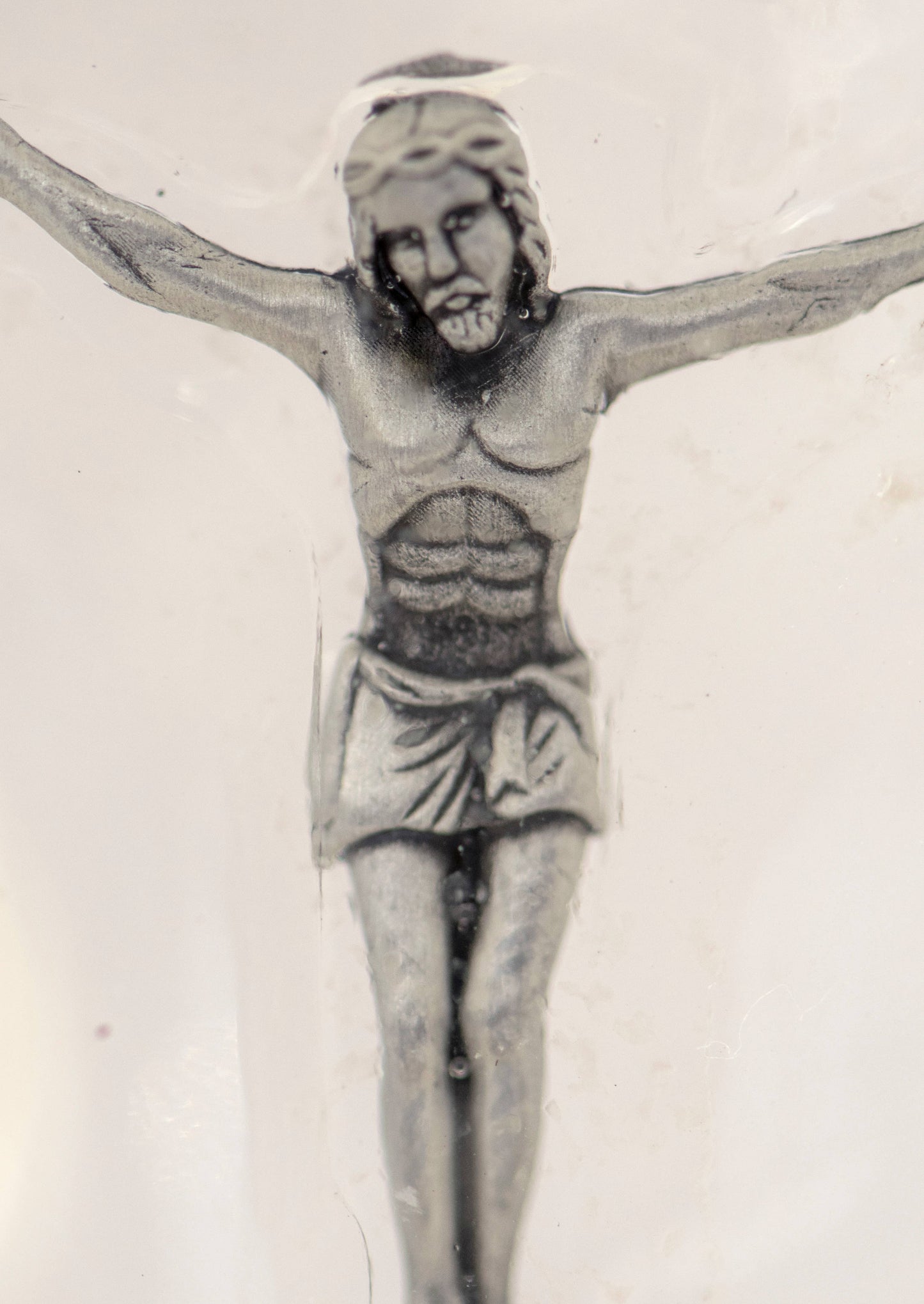 Living Water Clear Clinging Cross with Embedded Crucifix