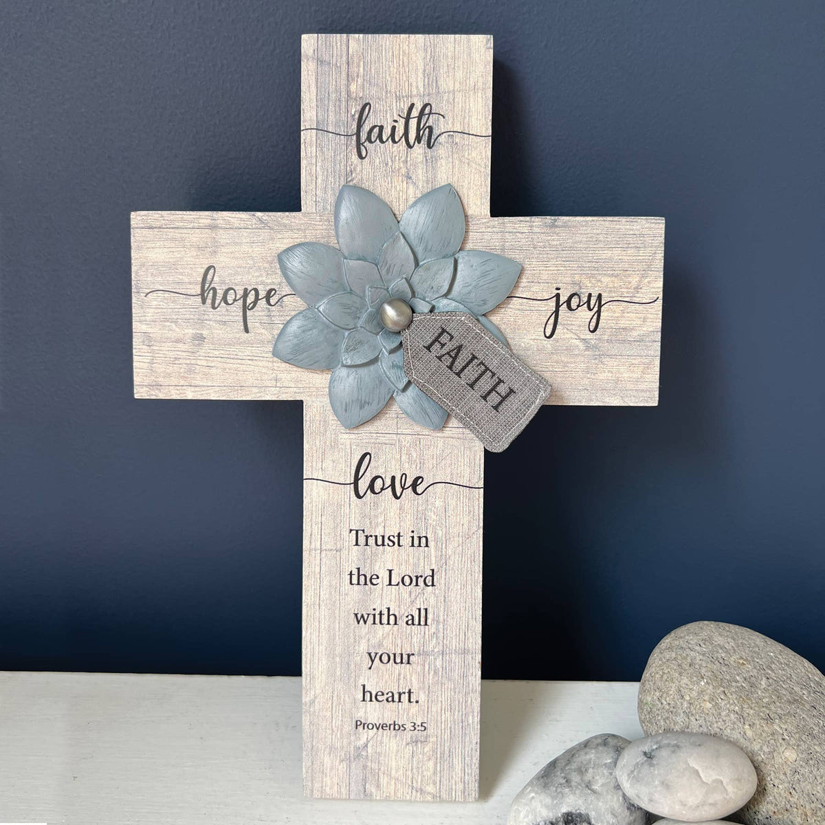Blue Flower Wall Cross