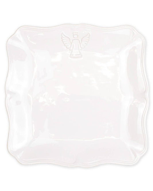 Bethany Angel Embossed Square Platter   White   11.5x11.5