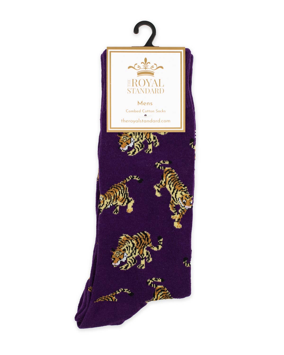 Men's Go Get Em Tiger Socks   Purple/Gold/Taupe   One Size