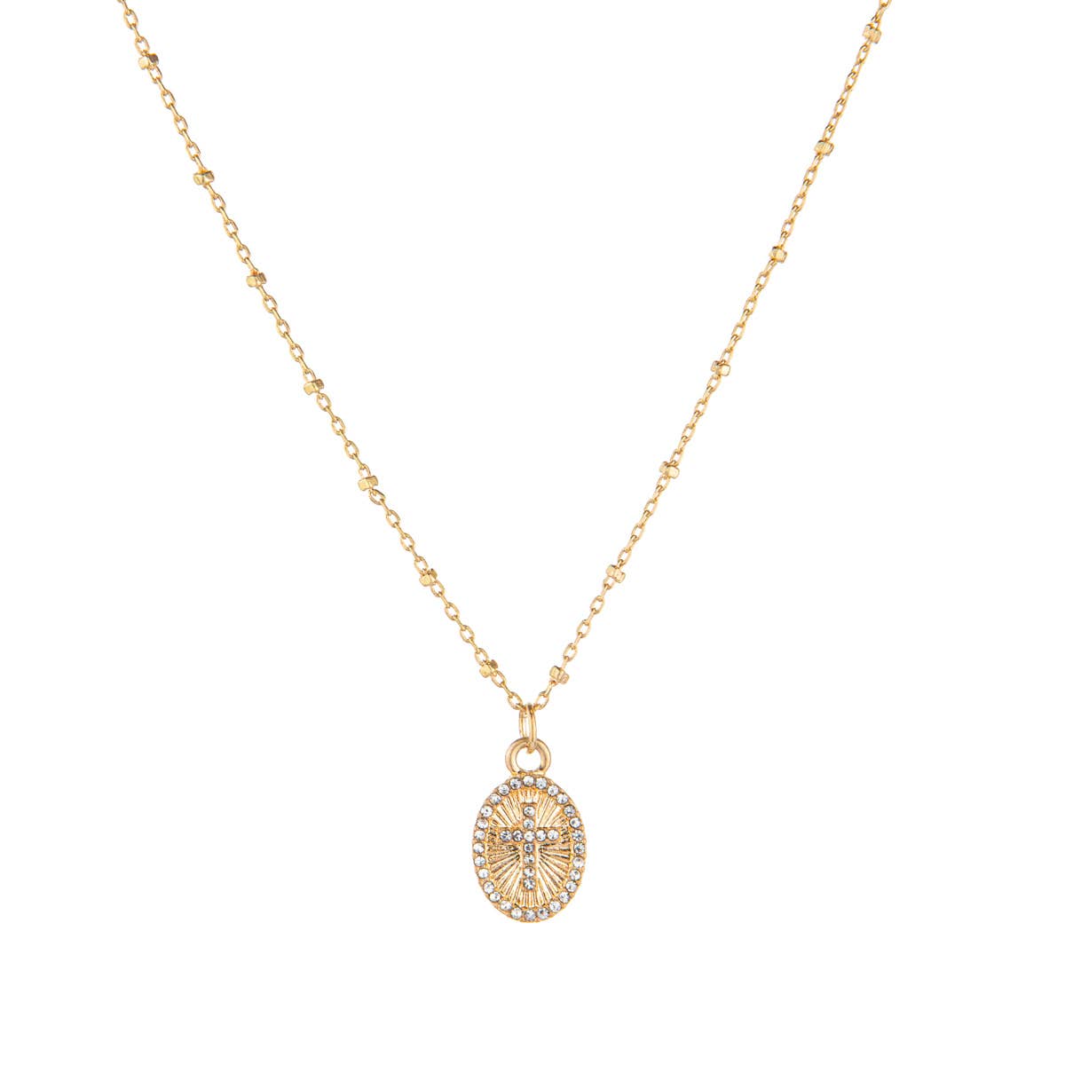Cross Medallion Necklace   Gold