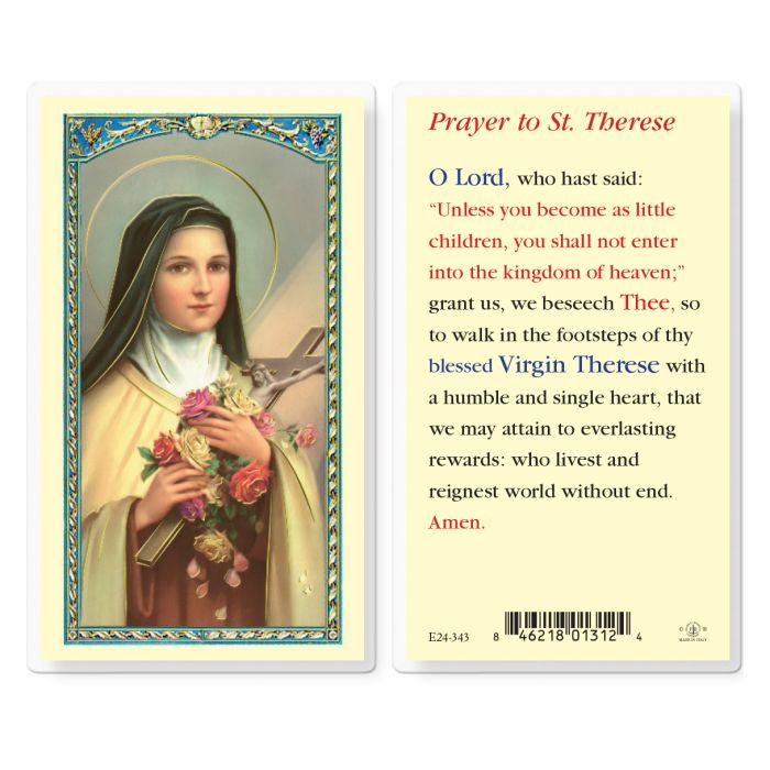St. Therese the Little Flower Prayer Card
