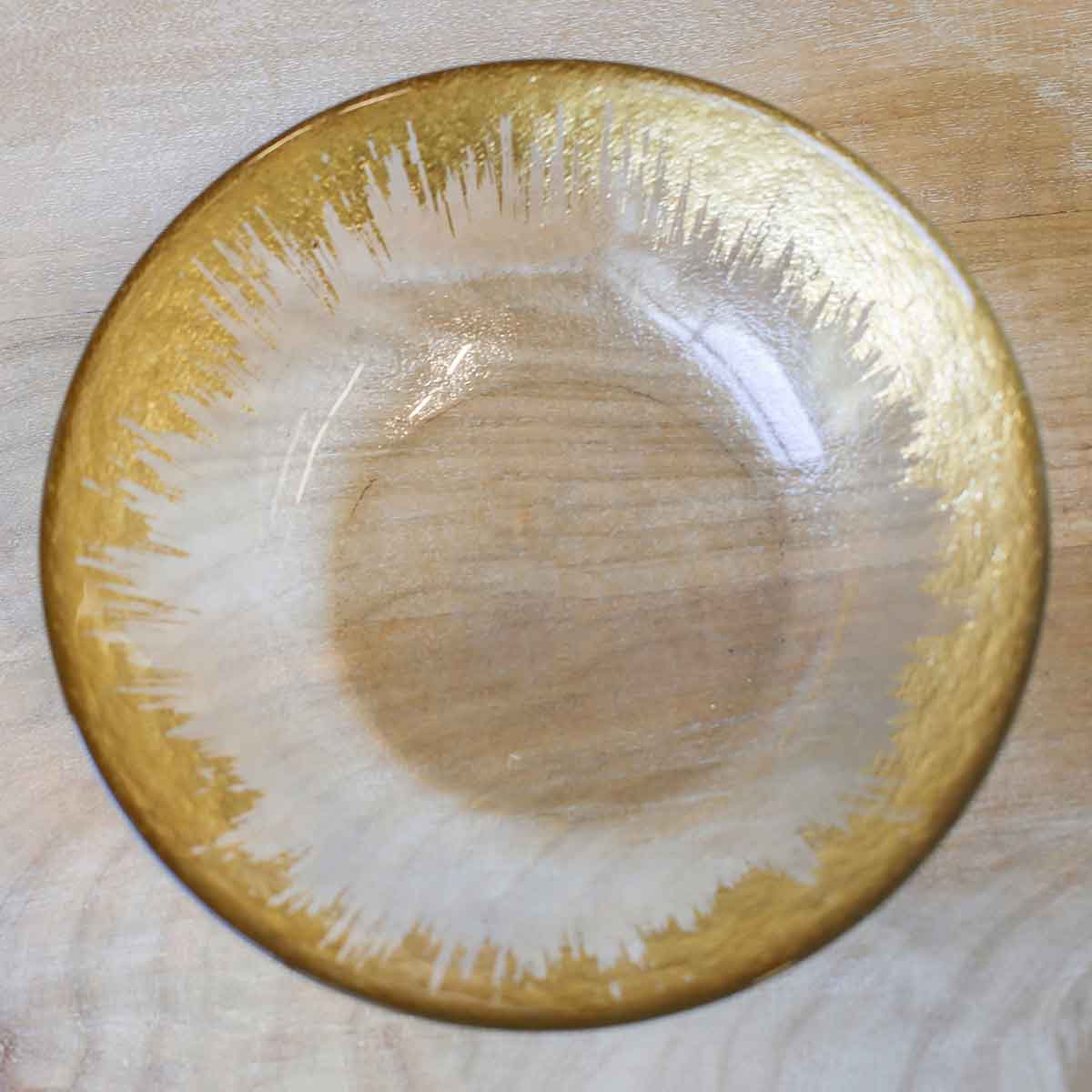 Naples Glass Serving Bowl   Clear/Gold   9.5x2.75x9.5