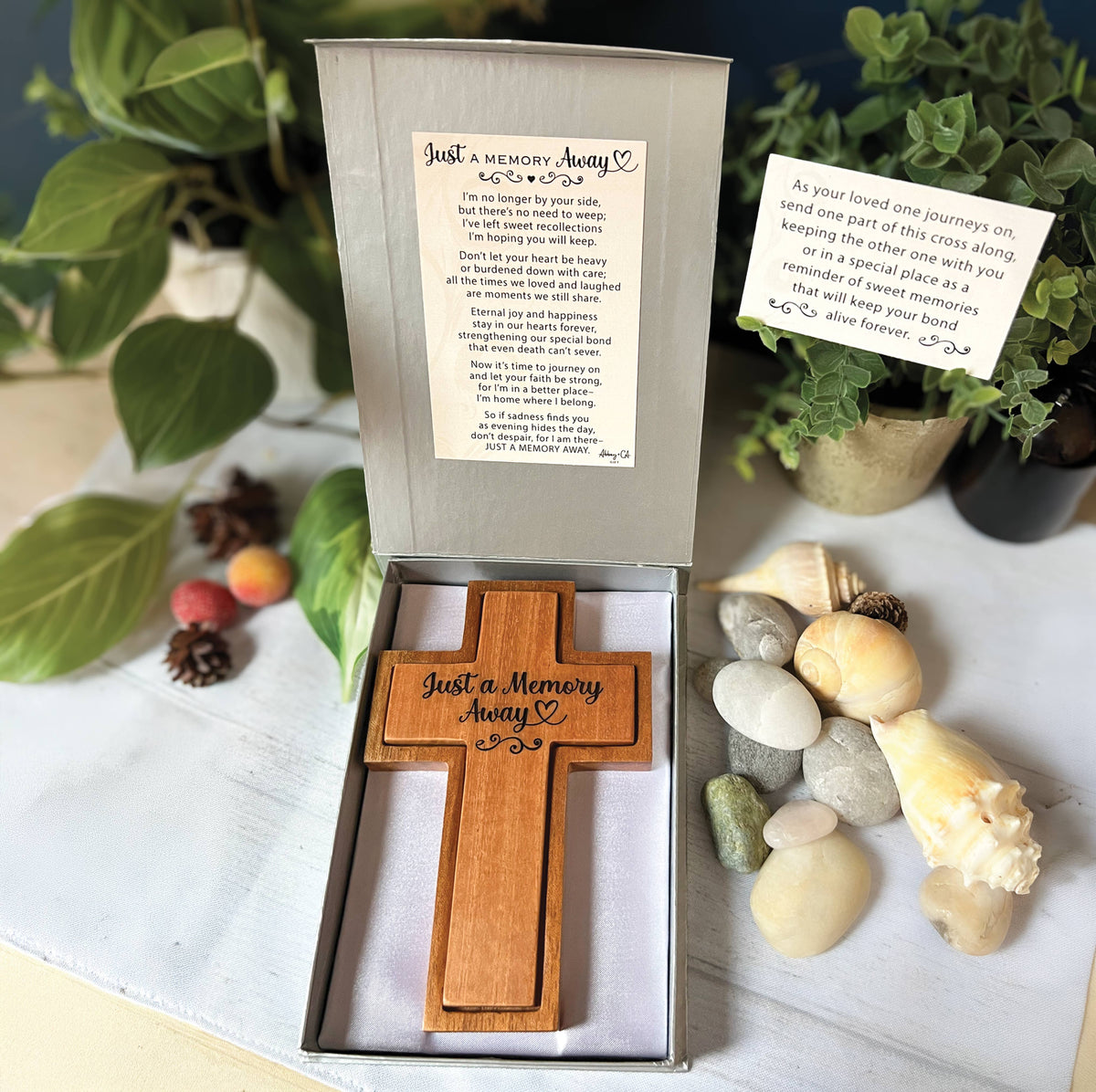 Just A Memory Away Cedar Two-Piece Cross