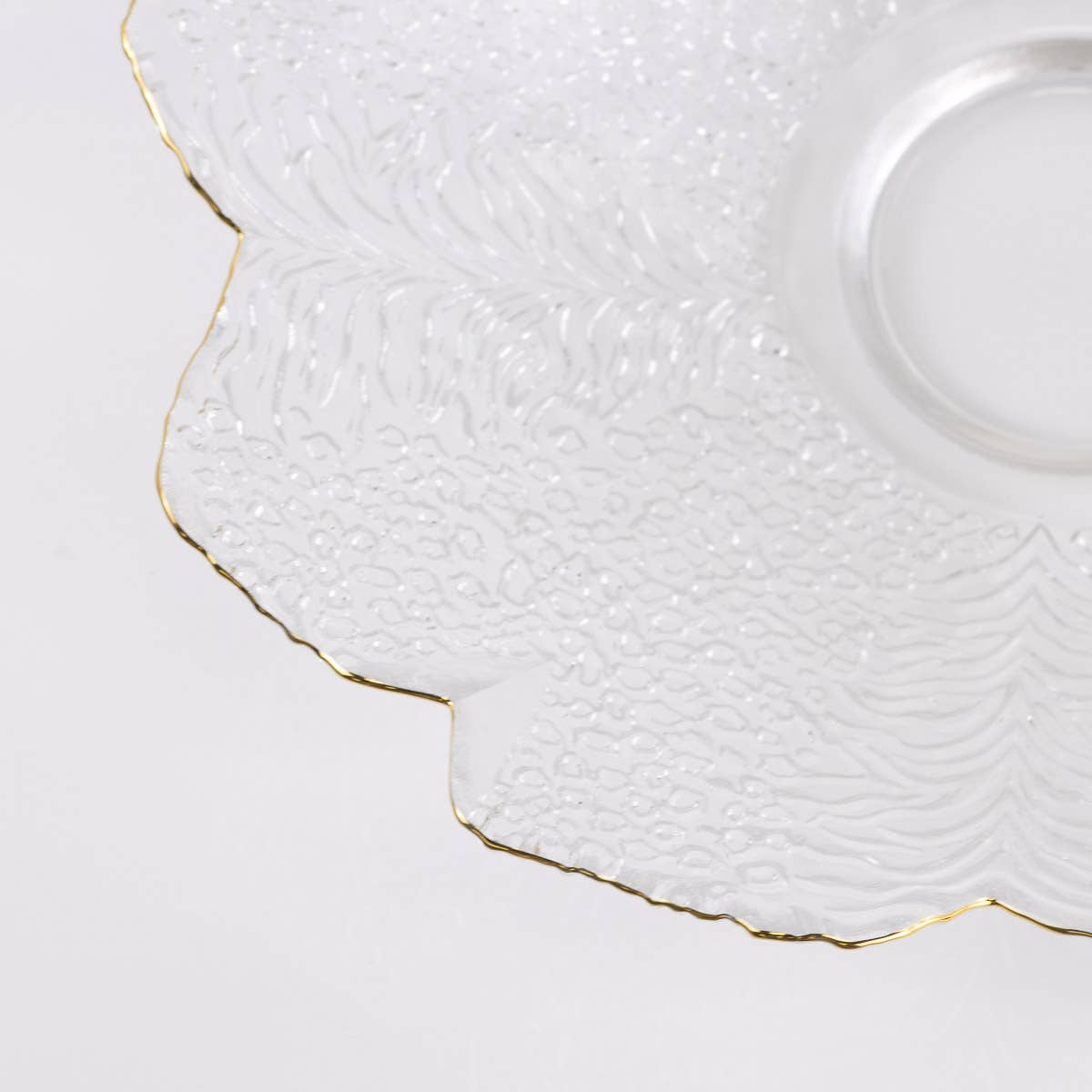 Cannes Glass Serving Bowl   Clear/Gold   13"