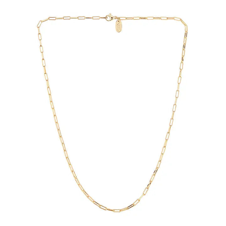 19" Paperclip Chain Necklace, Gold