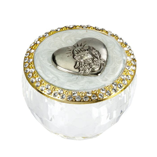 Round Glass Communion Keepsake Box