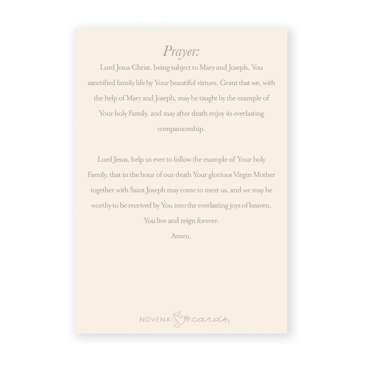 Holy Family Prayer Card | Pray for Us