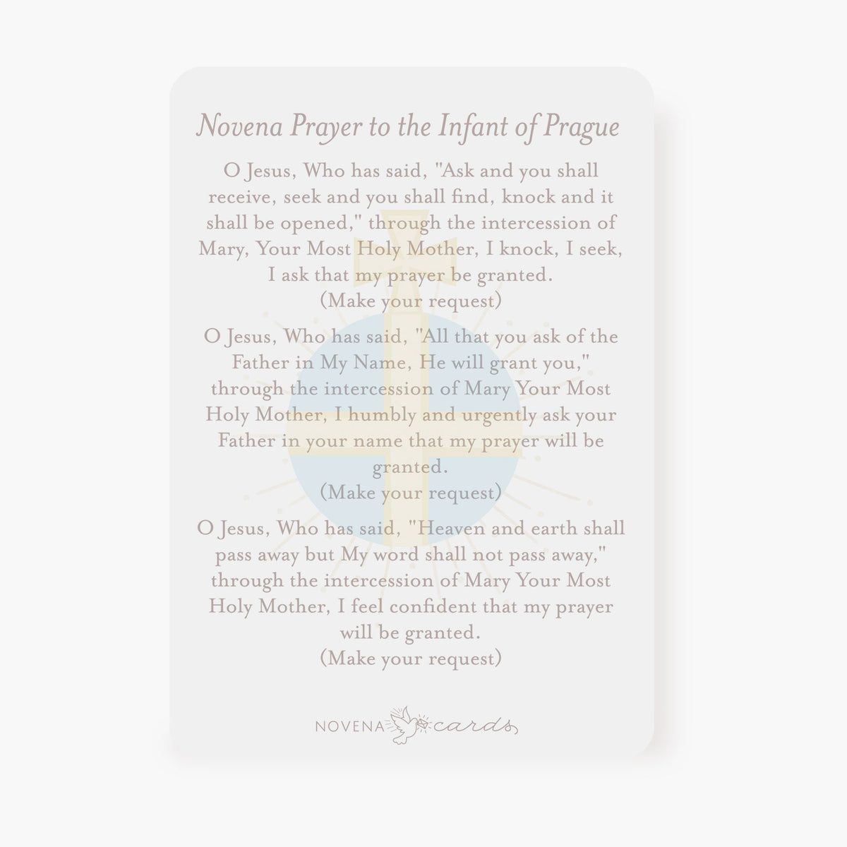 Infant of Prague Novena Prayer Card | Blue
