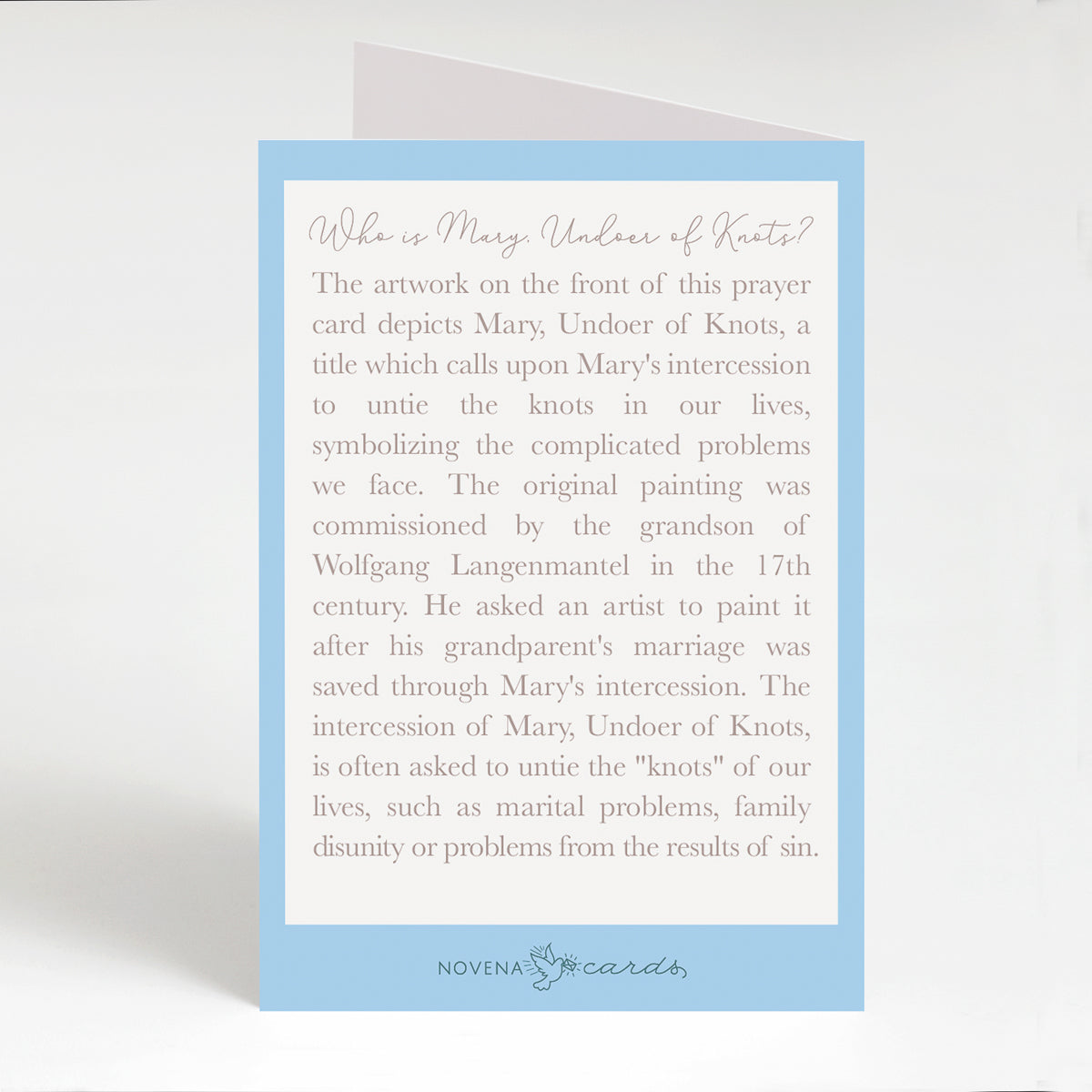 Mary, Undoer of Knots Prayer Card | Blue