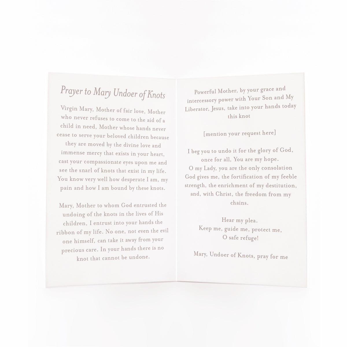 Mary, Undoer of Knots Prayer Card | Blue