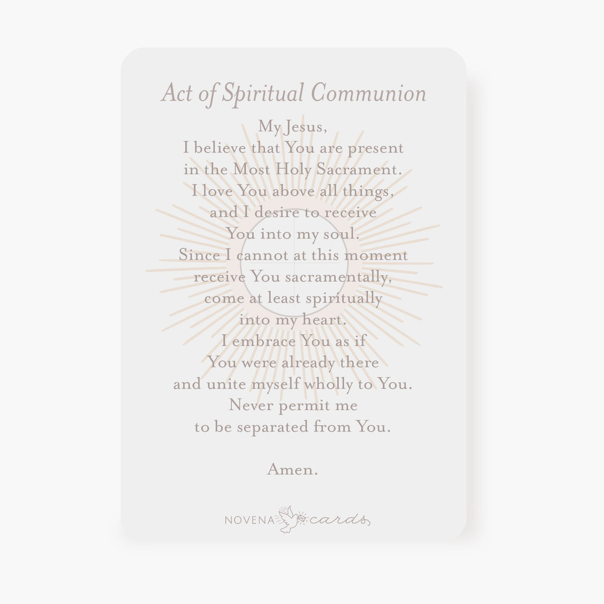 Spiritual Communion Prayer Card | Blessed Sacrament | Salmon