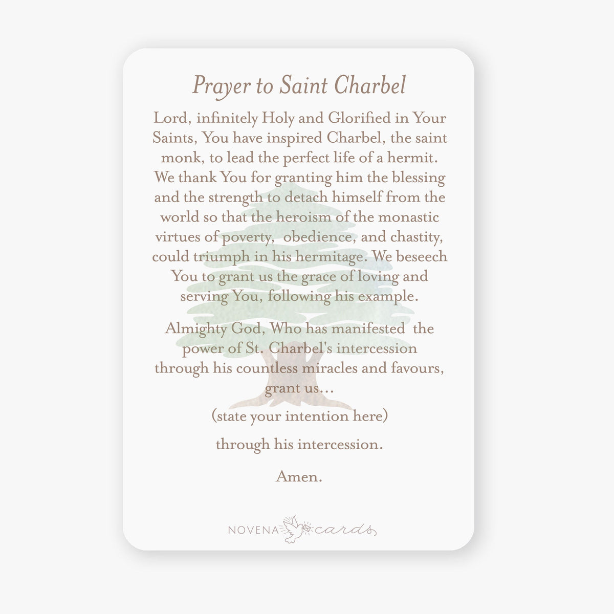 St. Charbel Prayer Card | Beige
