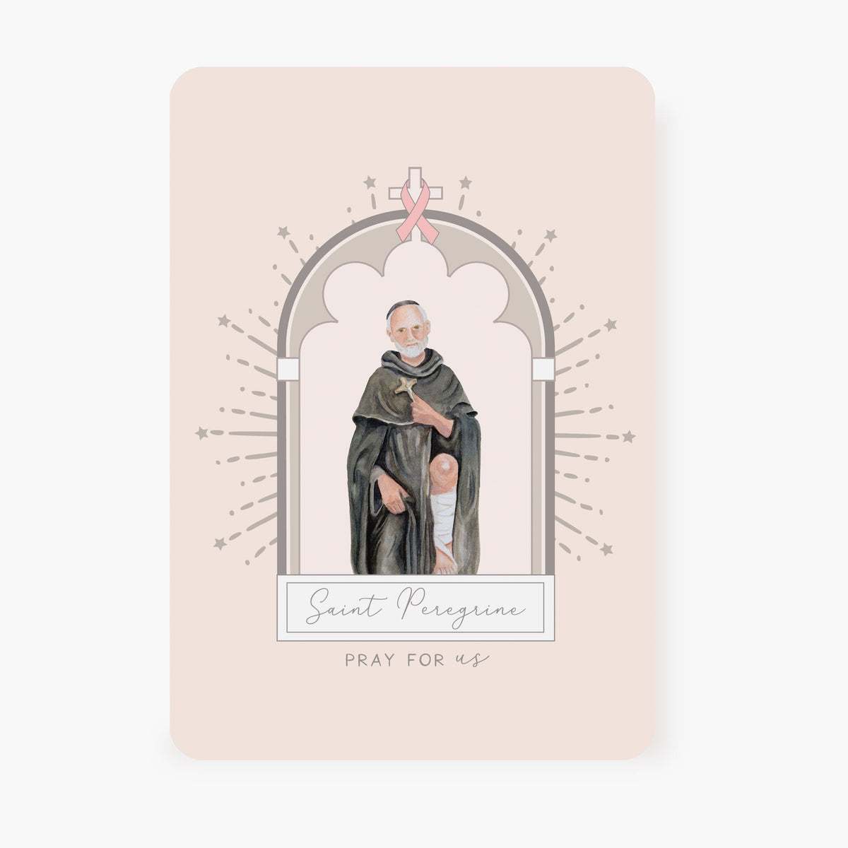 St. Peregrine Prayer Card | Pink Ribbon